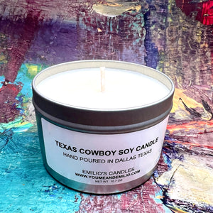 Immerse yourself in the warmth and allure of high-quality leather with our Texas Cowboy Soy Candle.